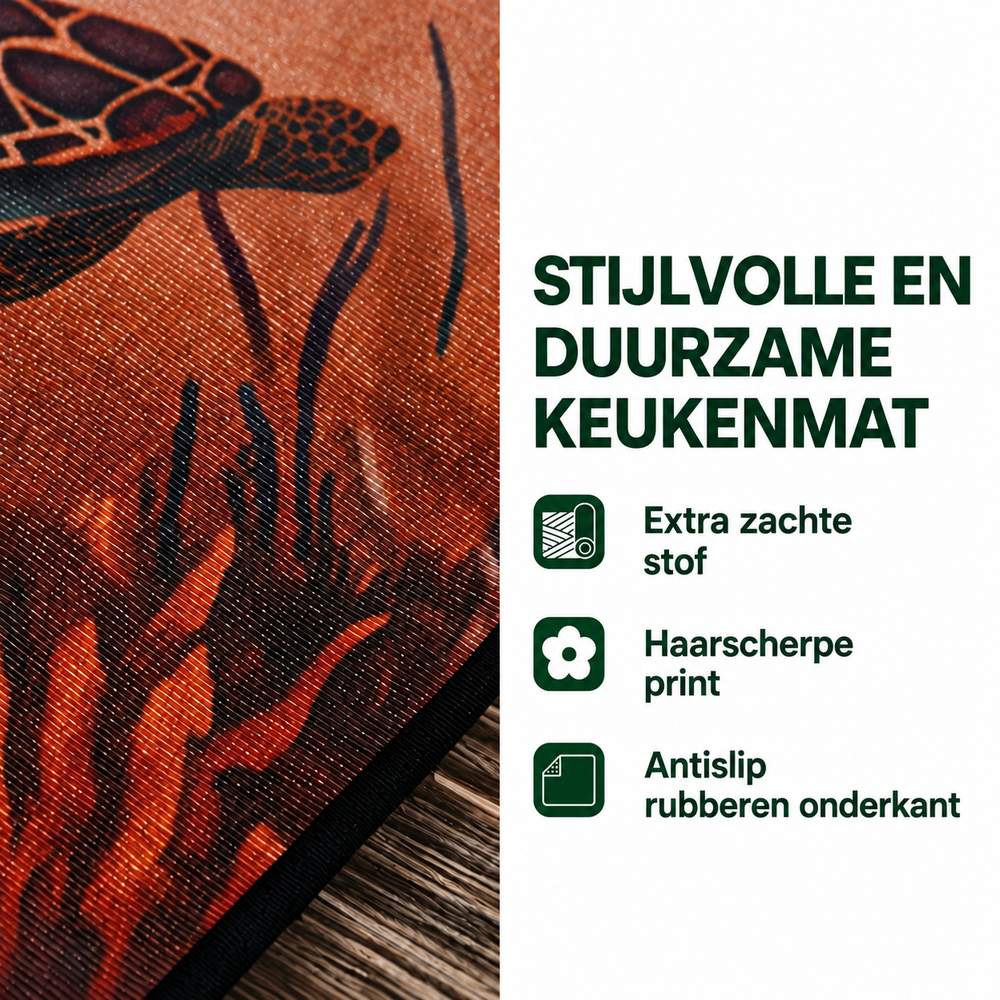 Keukenmat met zachte stof, scherpe print en antislip onderkant