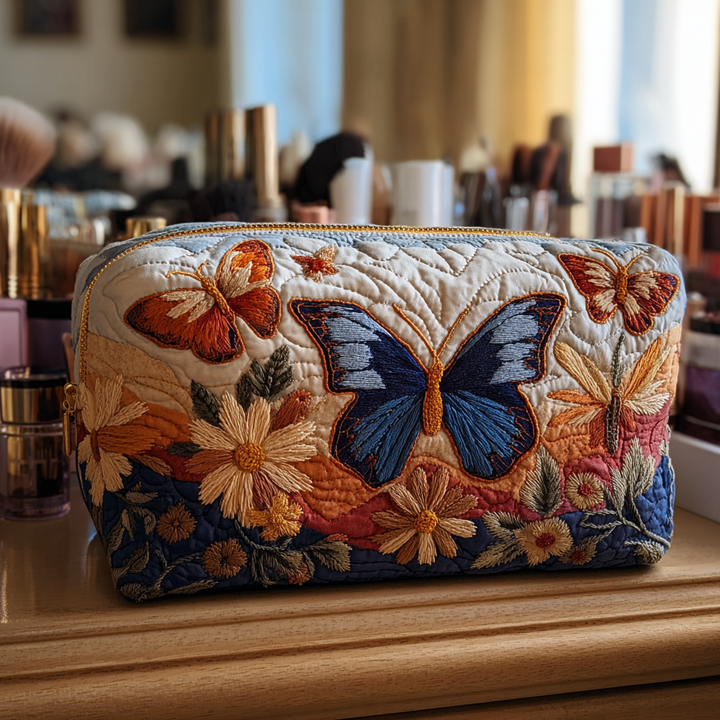 Velma – Gewatteerde toilettas met elegante vlinders