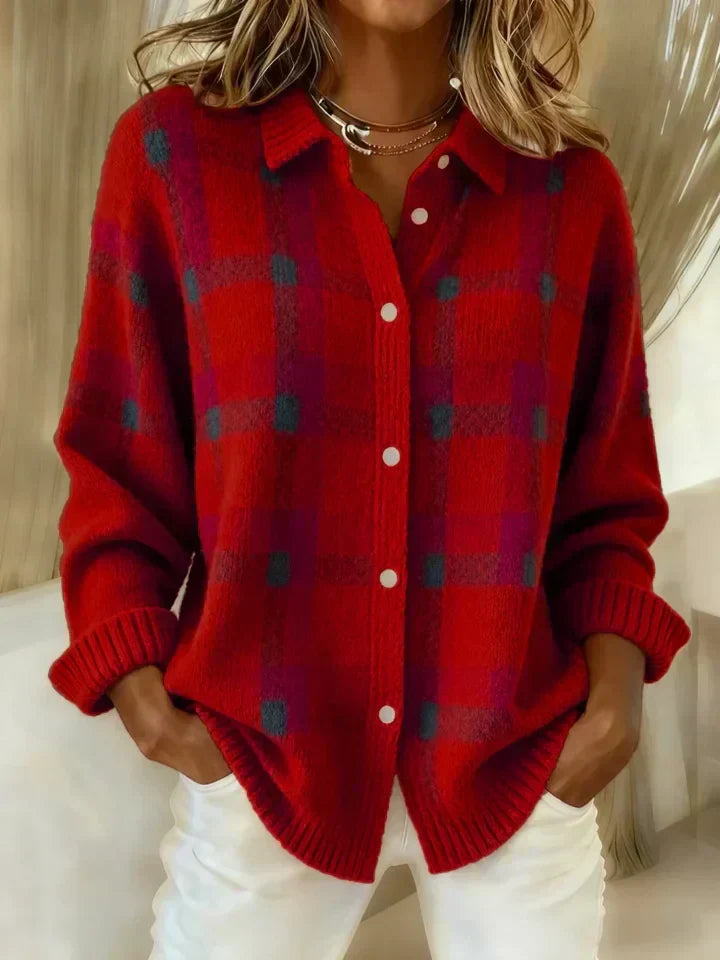 Danique | Retro Contrast Plaid Sweater