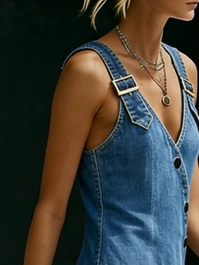 Veronica | Long Denim Dress