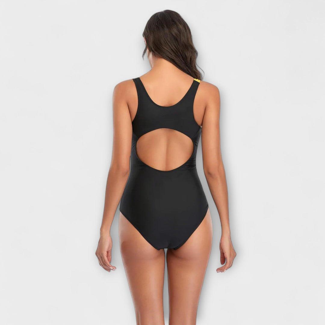 Sporty One-Piece Swimsuit with Back Cut-Out