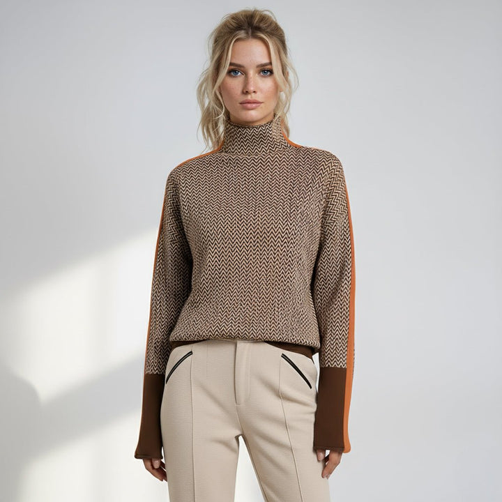 Elara | Turtleneck with Contrasting Stripes