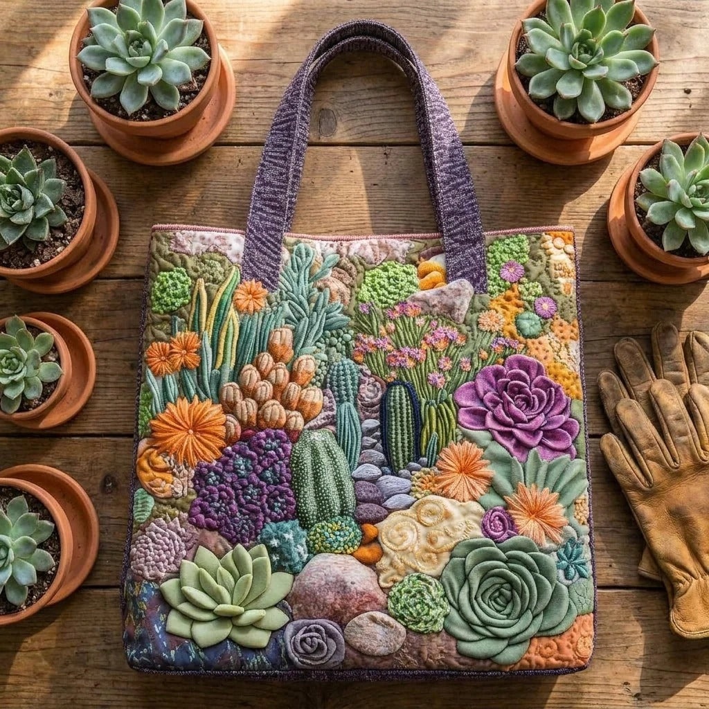 Gewatteerde tas – Tuin vol vetplanten