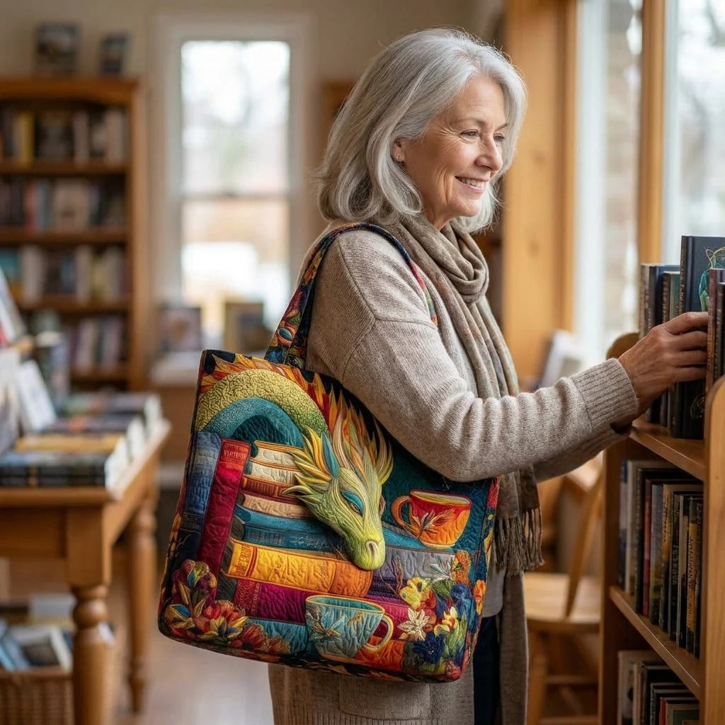 Gewatteerde tas – Draak met boeken